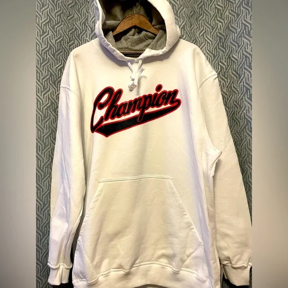NWT Champion Powerblend Fleece Mens Long Sleeve Hoodie Big and Tall. 2XB. White - Picture 5 of 15